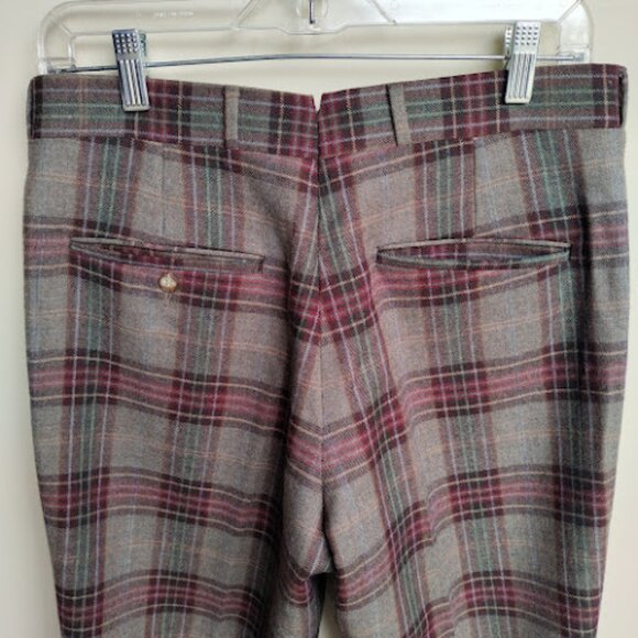 VINTAGE | Wool Plaid Pants Preppy Christmas Trousers Holiday Party Heritage Ivy - Picture 5 of 12